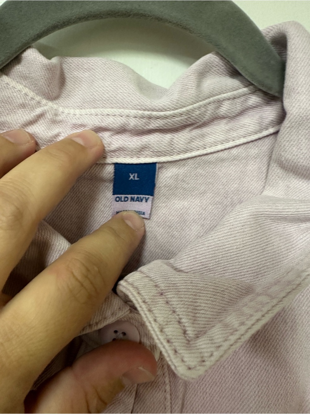 Old Navy Pale Lavender Button-Front Jumpsuit with Tie - Picture 3 of 4